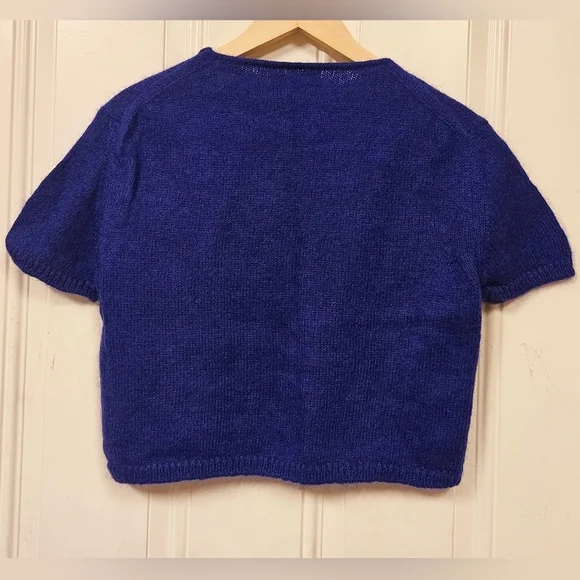 Vintage Express tricot Kid Mohair,Wool blend crop knit blouse size L - Picture 4 of 8
